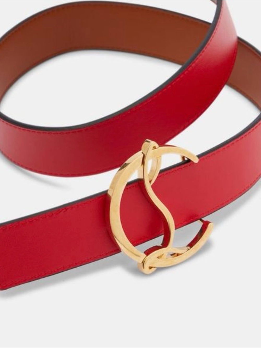 CHRISTIAN LOUBOUTIN BELT LEATHER CL LOGO GOLDTONE BUCKLE BELT SZ 65 / 26 NEW
